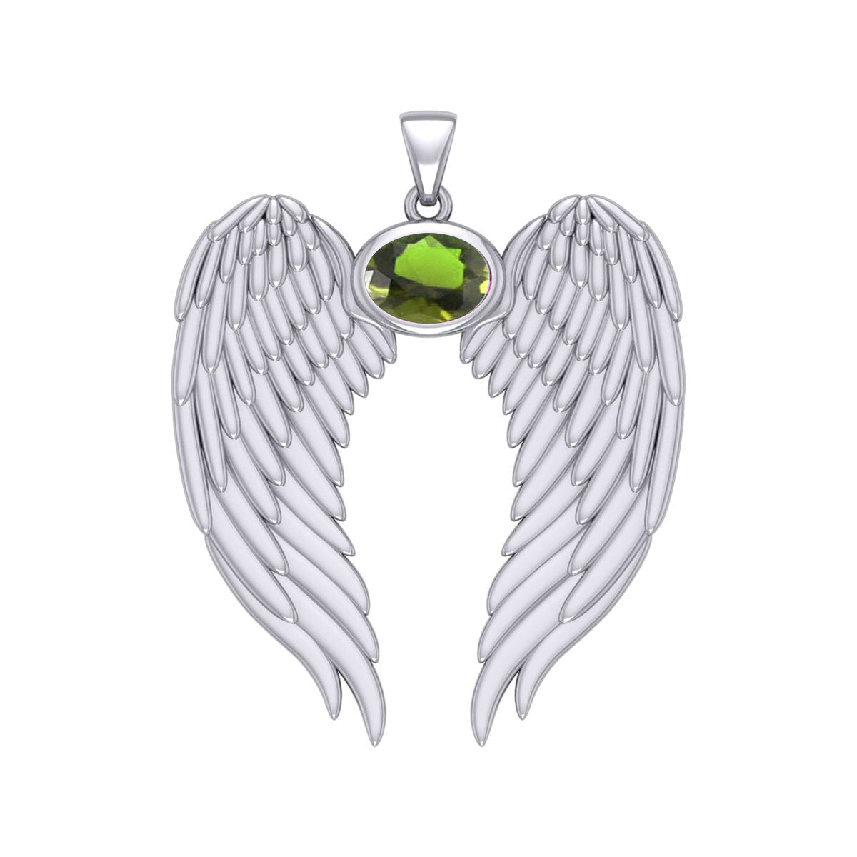 Guardian Angel Wings Silver Pendant with Birthstone TPD5868