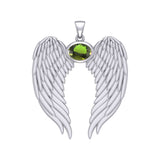 Guardian Angel Wings Silver Pendant with Birthstone TPD5868