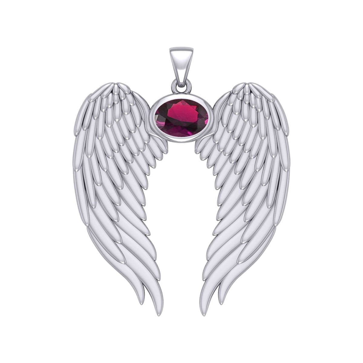 Guardian Angel Wings Silver Pendant with Birthstone TPD5868