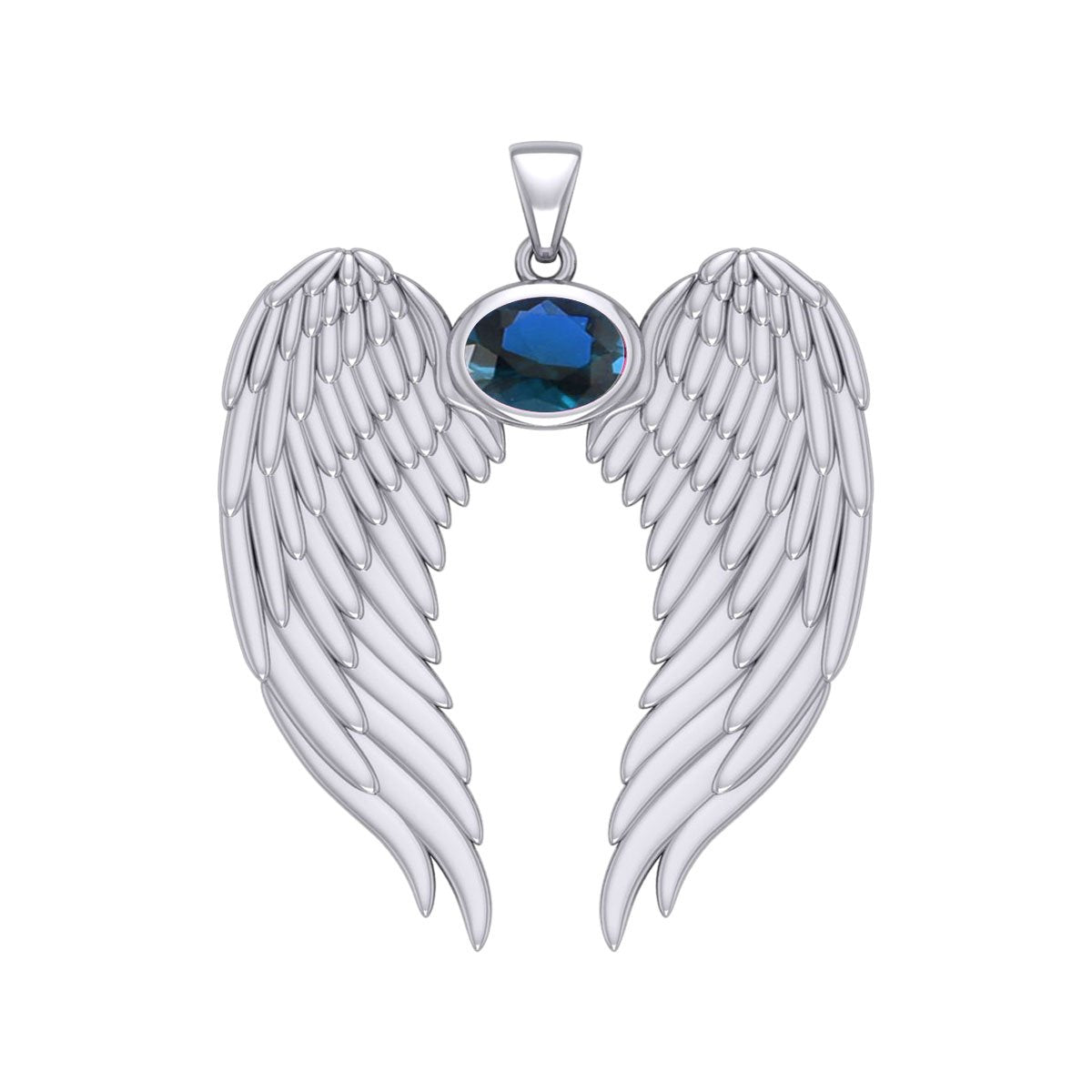 Guardian Angel Wings Silver Pendant with Birthstone TPD5868