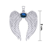Guardian Angel Wings Silver Pendant with Birthstone TPD5868