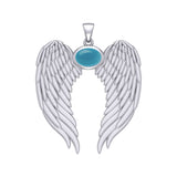 Guardian Angel Wings Silver Pendant with Birthstone TPD5868