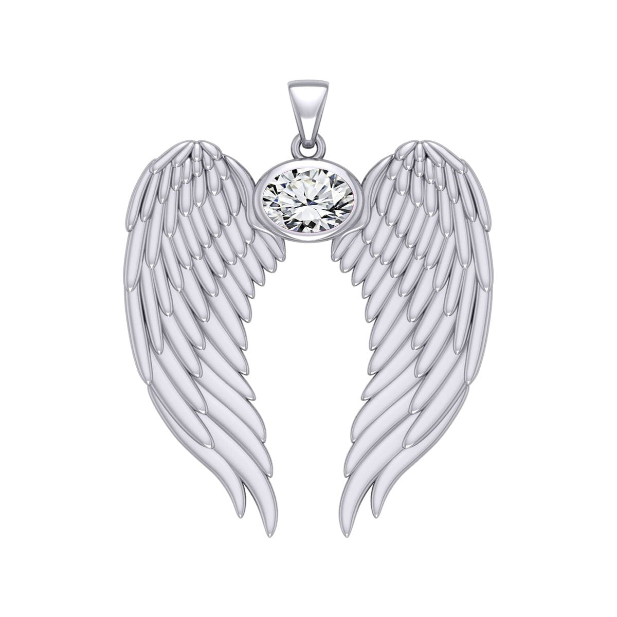 Guardian Angel Wings Silver Pendant with Birthstone TPD5868