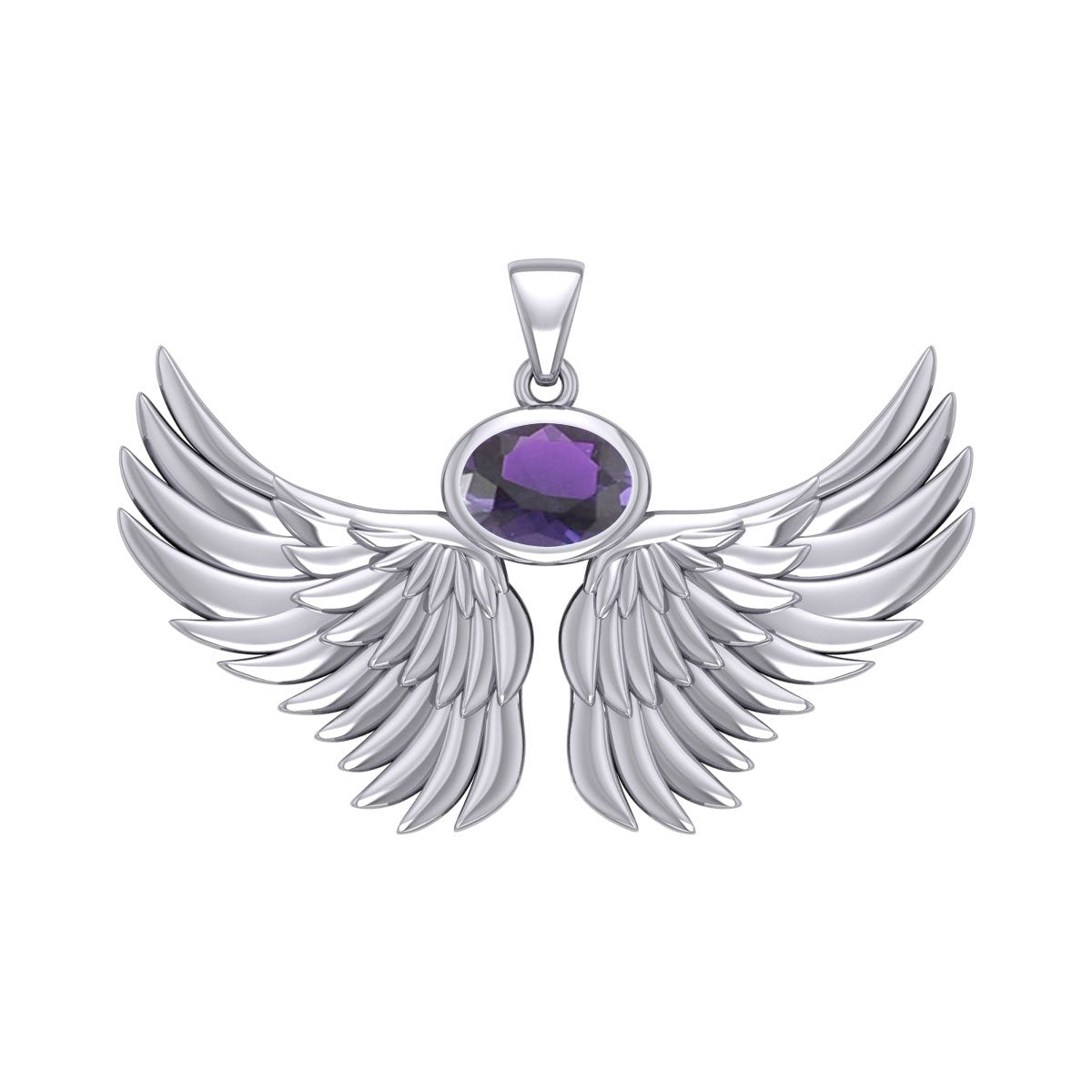 Guardian Angel Wings Silver Pendant with Birthstone TPD5869
