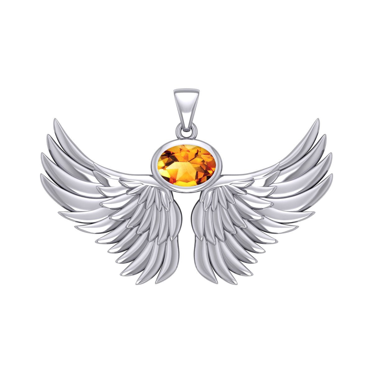 Guardian Angel Wings Silver Pendant with Birthstone TPD5869