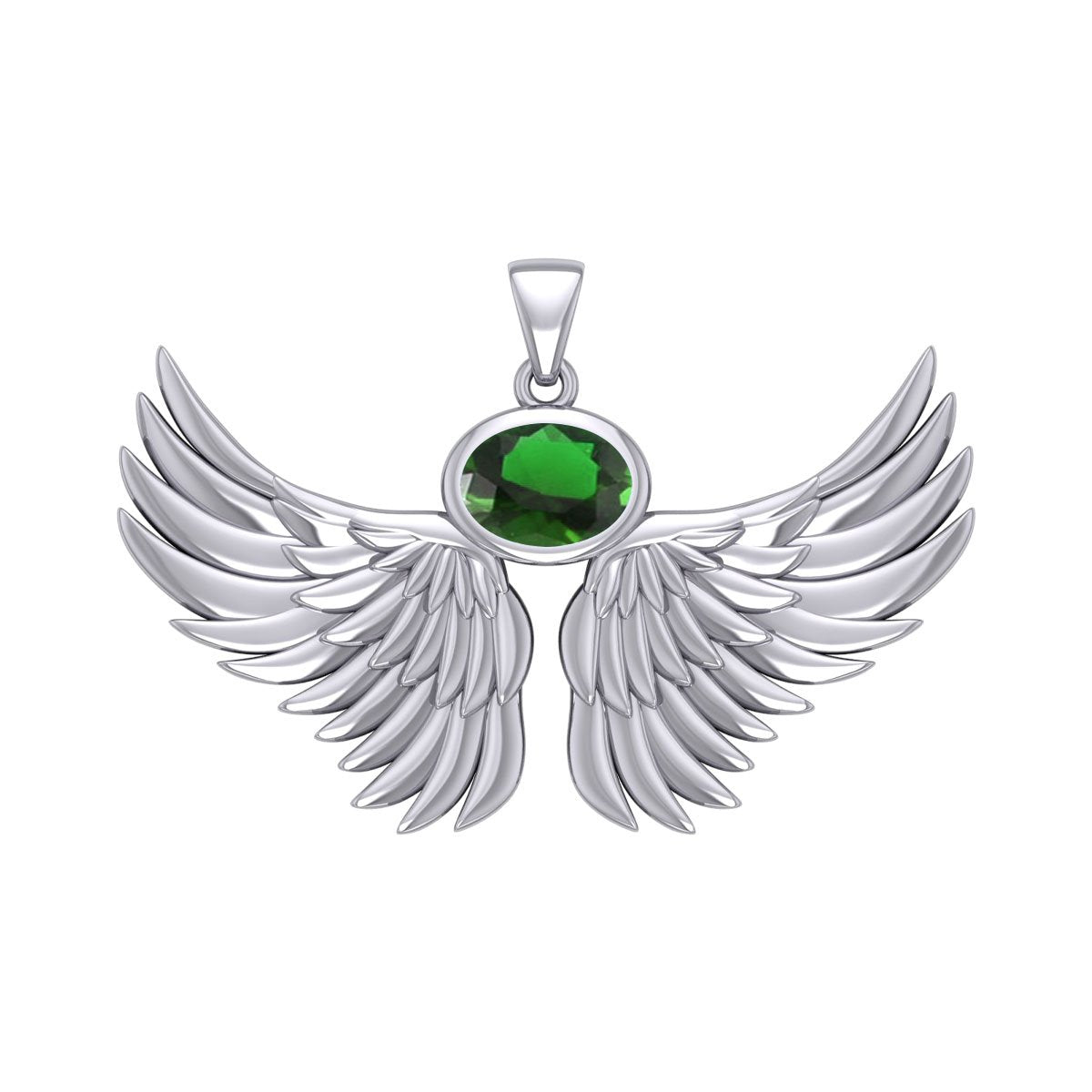Guardian Angel Wings Silver Pendant with Birthstone TPD5869