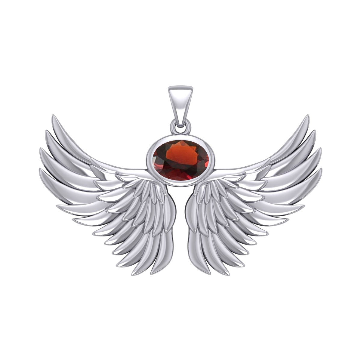 Guardian Angel Wings Silver Pendant with Birthstone TPD5869