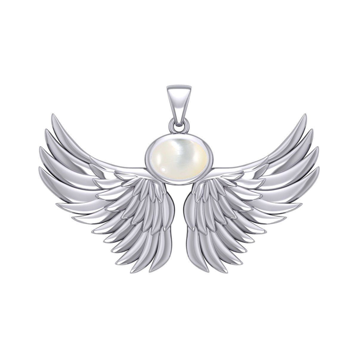 Guardian Angel Wings Silver Pendant with Birthstone TPD5869