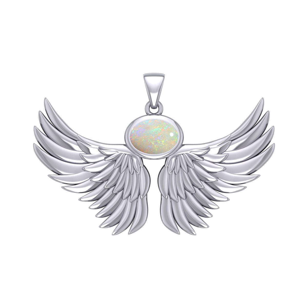 Guardian Angel Wings Silver Pendant with Birthstone TPD5869