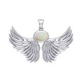 Guardian Angel Wings Silver Pendant with Birthstone TPD5869