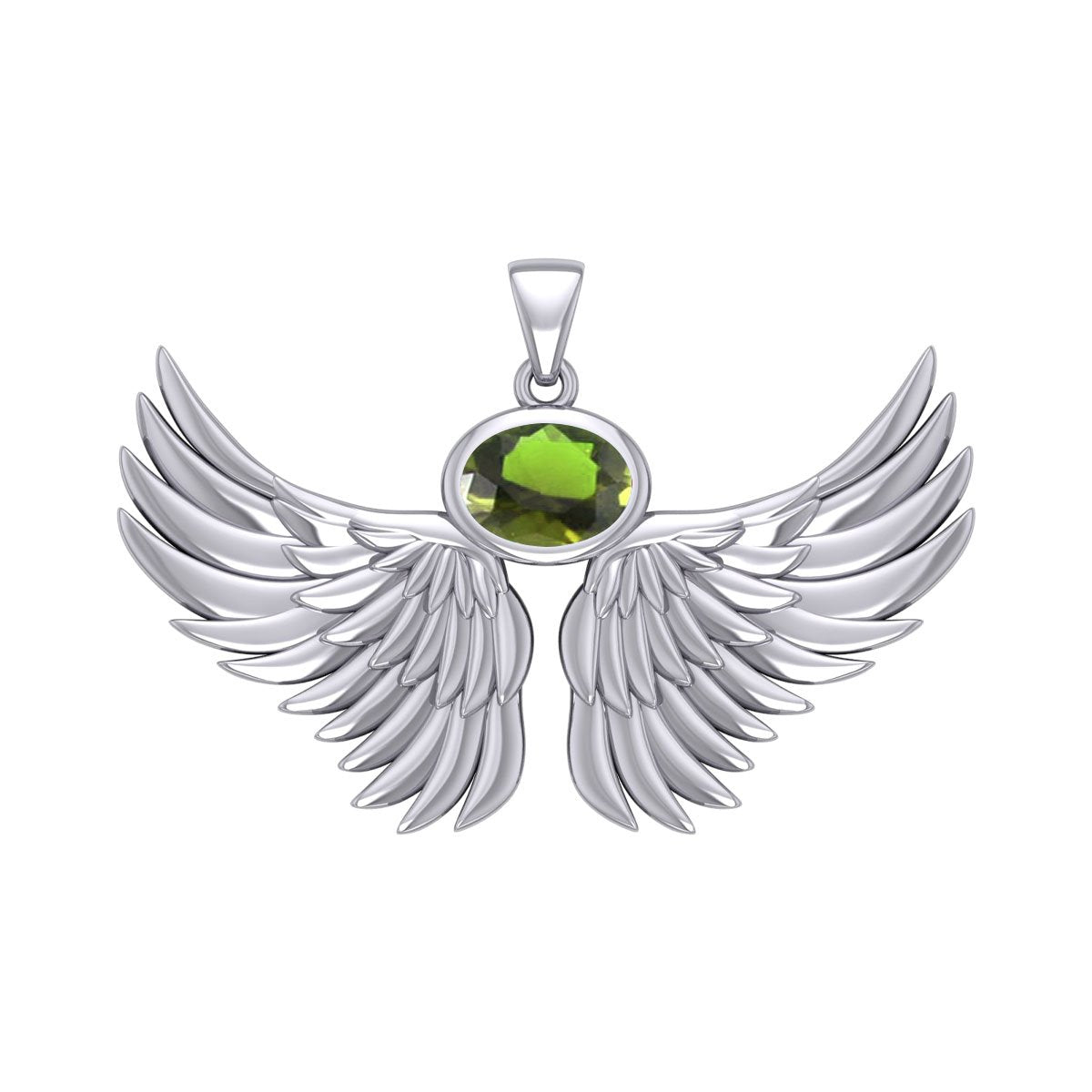 Guardian Angel Wings Silver Pendant with Birthstone TPD5869
