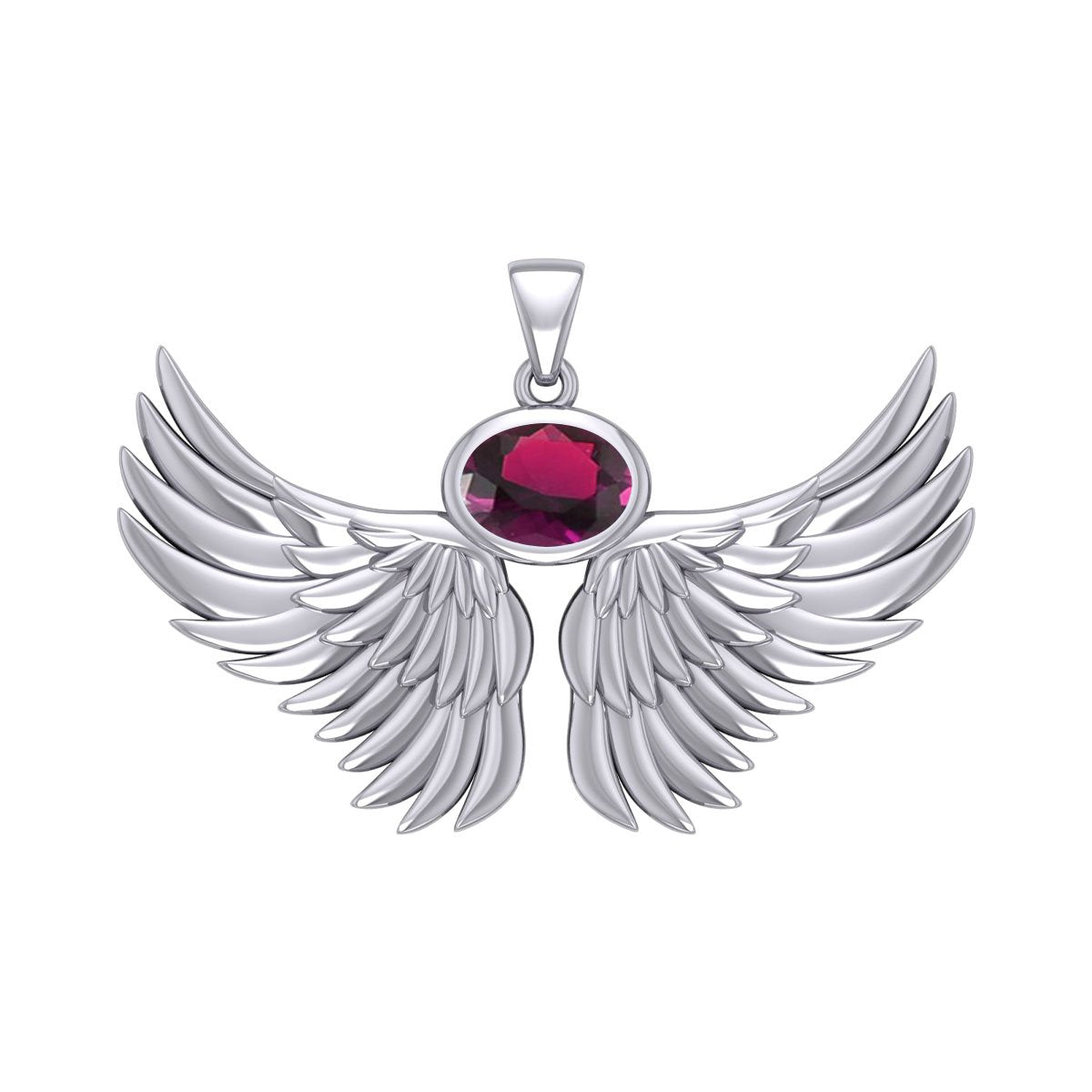 Guardian Angel Wings Silver Pendant with Birthstone TPD5869