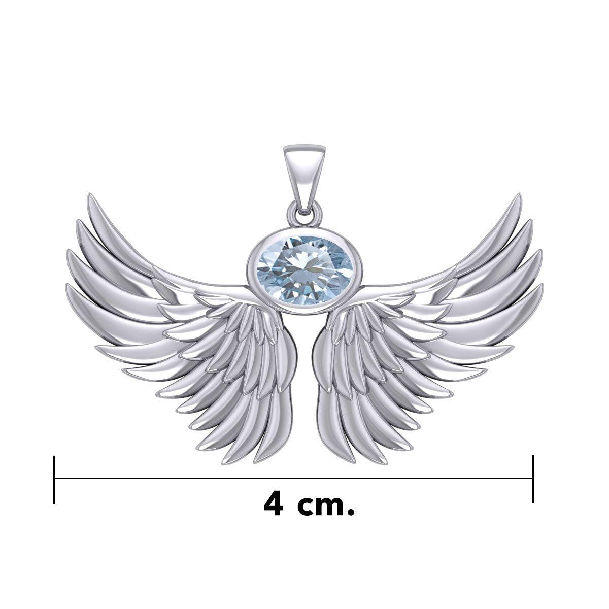Guardian Angel Wings Silver Pendant with Birthstone TPD5869