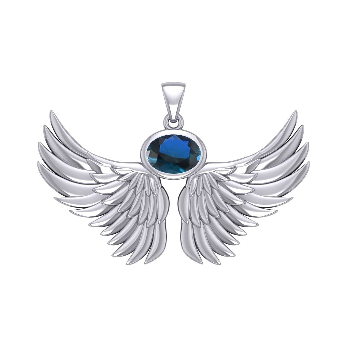 Guardian Angel Wings Silver Pendant with Birthstone TPD5869