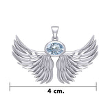 Guardian Angel Wings Silver Pendant with Birthstone TPD5869