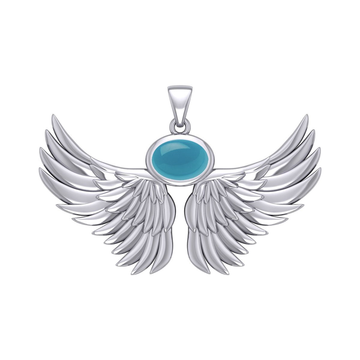 Guardian Angel Wings Silver Pendant with Birthstone TPD5869
