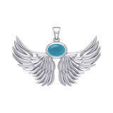 Guardian Angel Wings Silver Pendant with Birthstone TPD5869