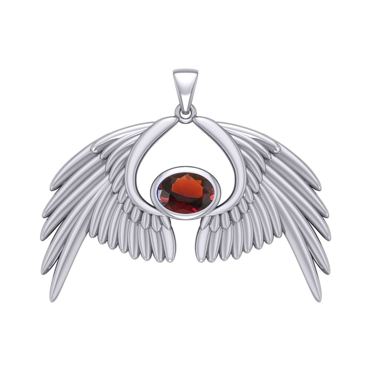 Guardian Angel Wings Silver Pendant with Birthstone TPD5870