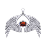 Guardian Angel Wings Silver Pendant with Birthstone TPD5870
