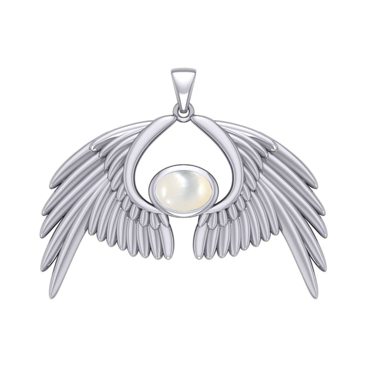 Guardian Angel Wings Silver Pendant with Birthstone TPD5870