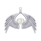 Guardian Angel Wings Silver Pendant with Birthstone TPD5870