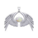 Guardian Angel Wings Silver Pendant with Birthstone TPD5870