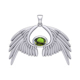 Guardian Angel Wings Silver Pendant with Birthstone TPD5870
