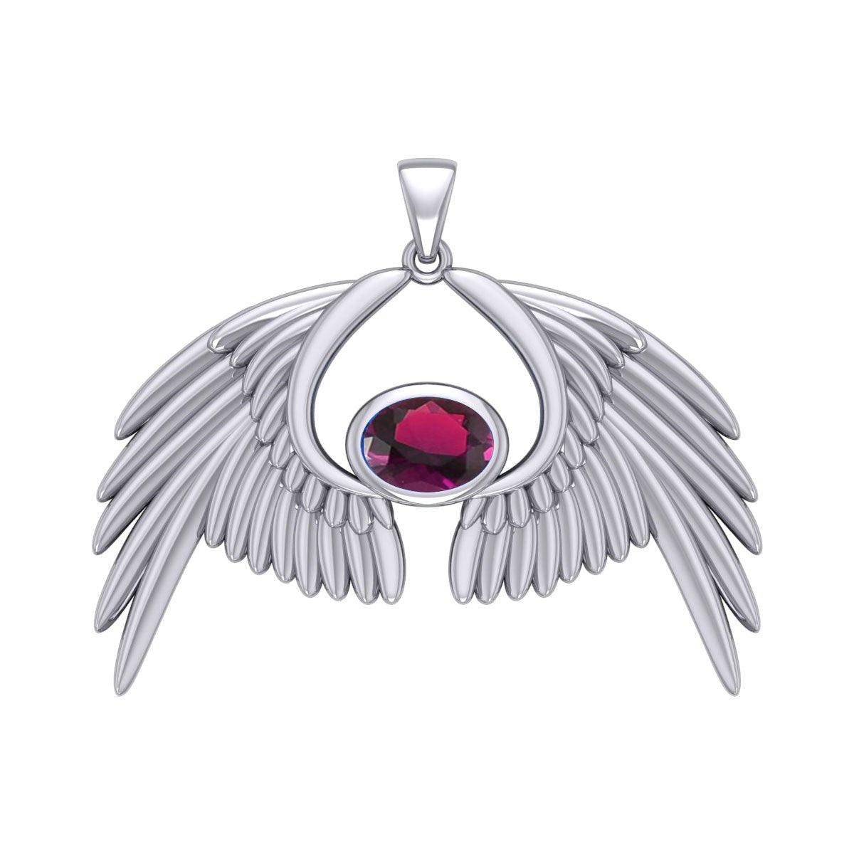 Guardian Angel Wings Silver Pendant with Birthstone TPD5870