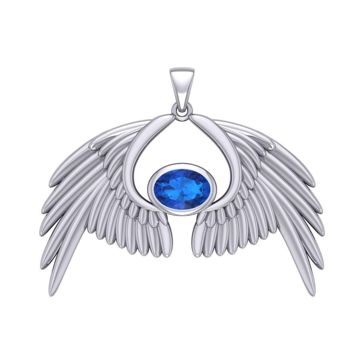 Guardian Angel Wings Silver Pendant with Birthstone TPD5870