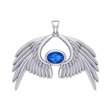 Guardian Angel Wings Silver Pendant with Birthstone TPD5870