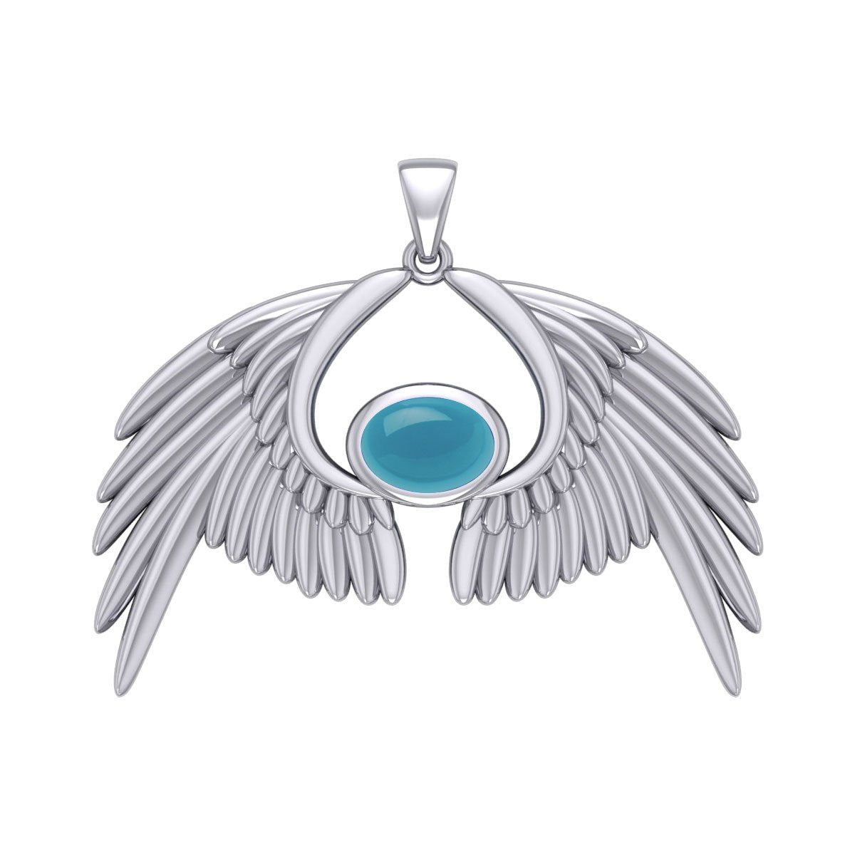 Guardian Angel Wings Silver Pendant with Birthstone TPD5870