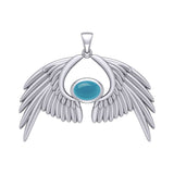 Guardian Angel Wings Silver Pendant with Birthstone TPD5870