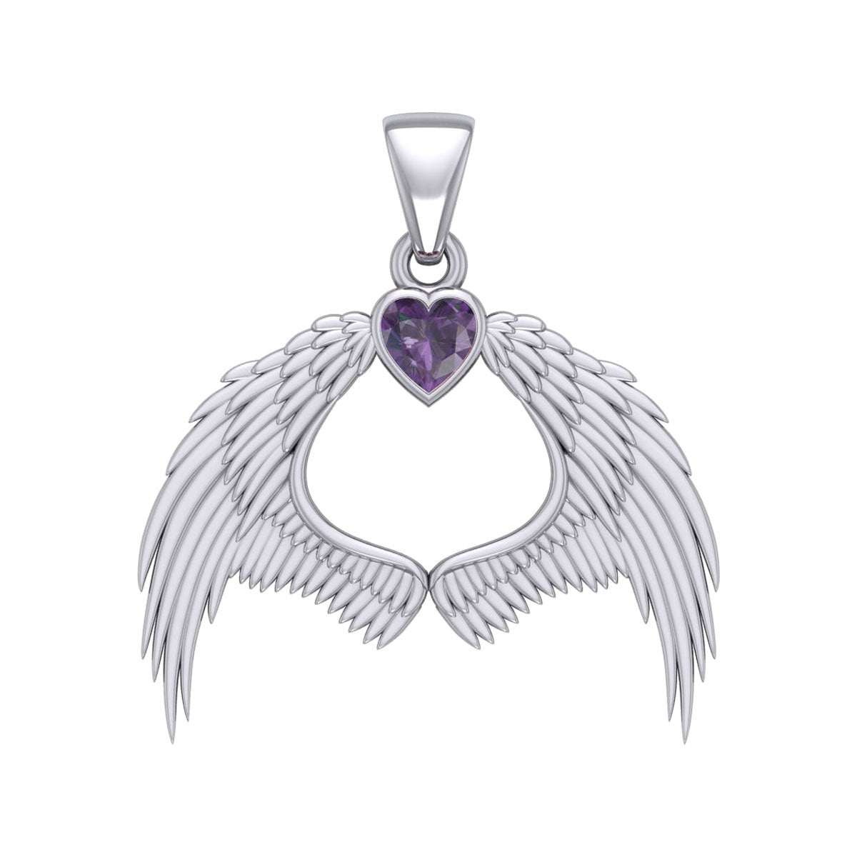 Guardian Angel Wings Silver Pendant with Birthstone TPD5871