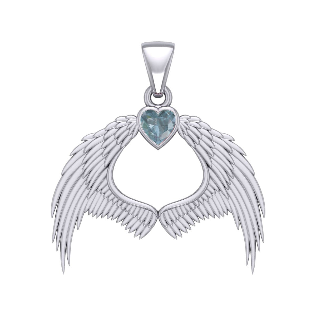 Guardian Angel Wings Silver Pendant with Birthstone TPD5871