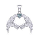 Guardian Angel Wings Silver Pendant with Birthstone TPD5871