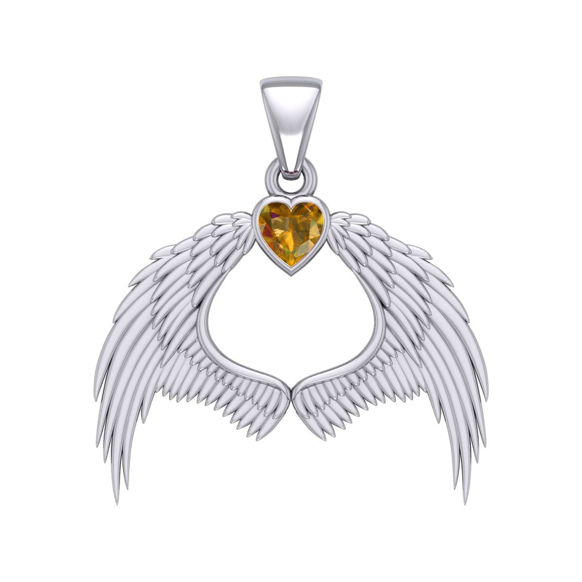 Guardian Angel Wings Silver Pendant with Birthstone TPD5871