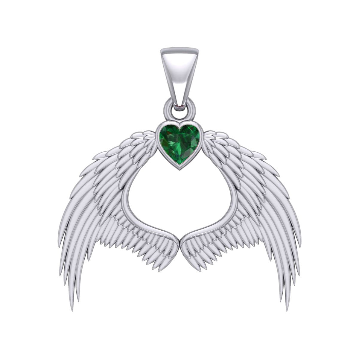 Guardian Angel Wings Silver Pendant with Birthstone TPD5871