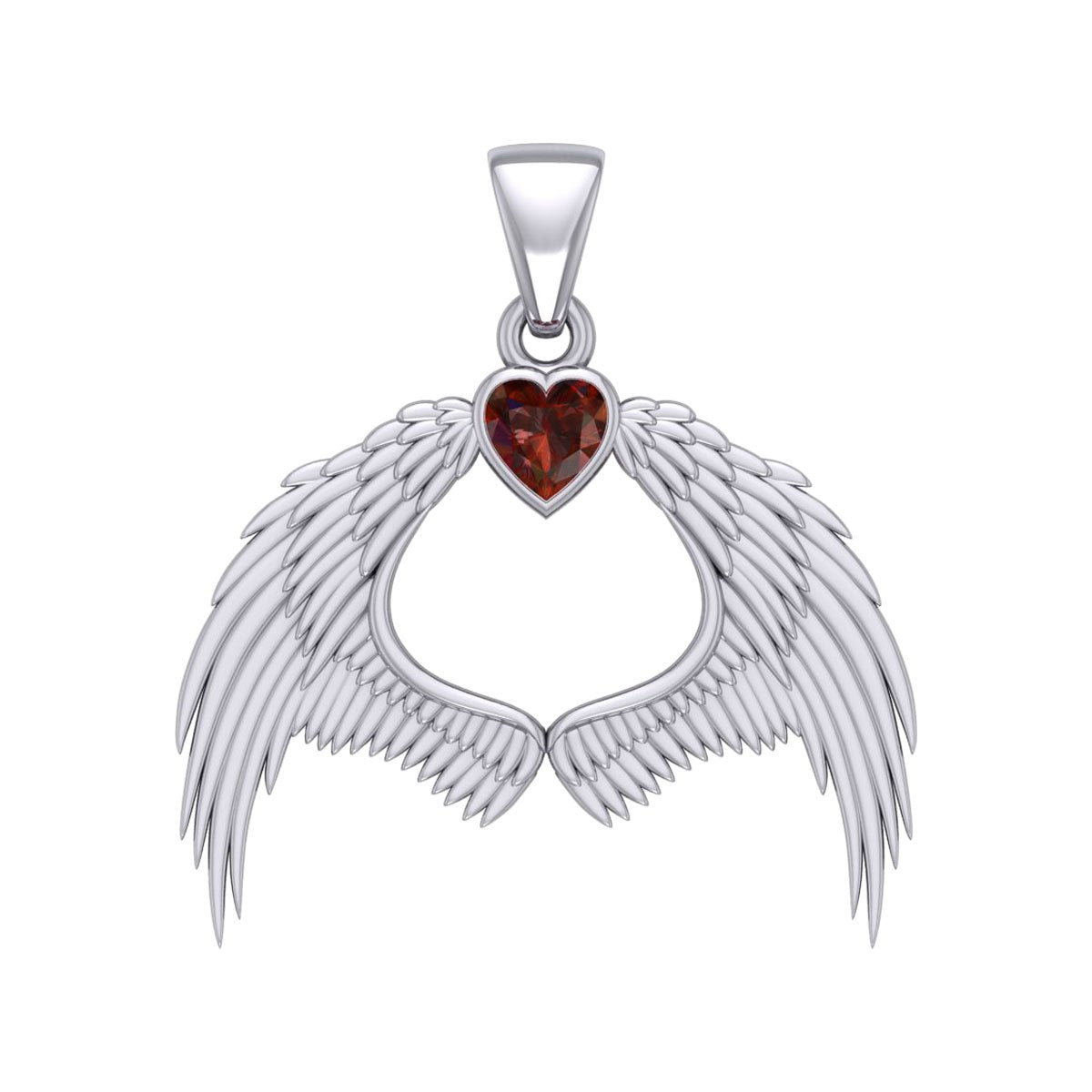 Guardian Angel Wings Silver Pendant with Birthstone TPD5871