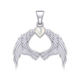 Guardian Angel Wings Silver Pendant with Birthstone TPD5871