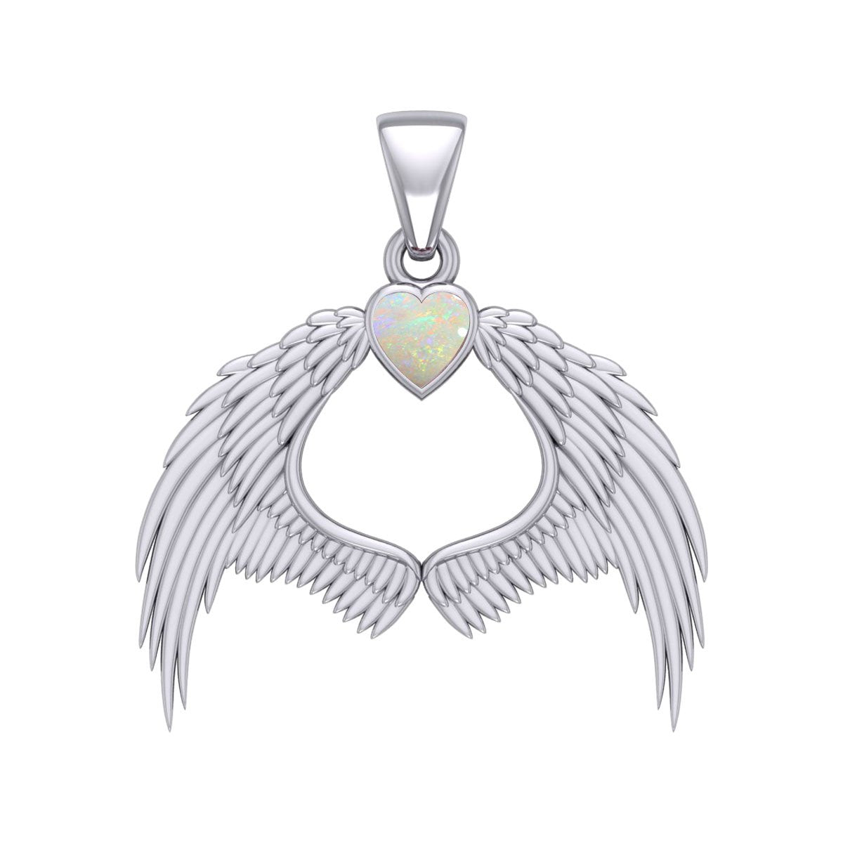 Guardian Angel Wings Silver Pendant with Birthstone TPD5871
