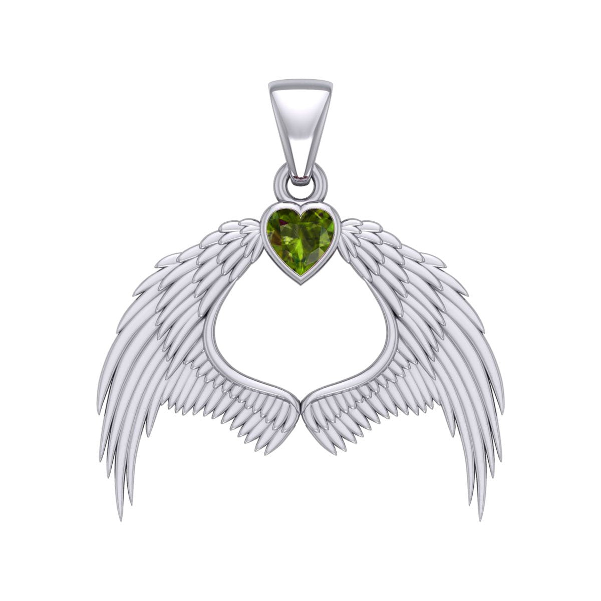 Guardian Angel Wings Silver Pendant with Birthstone TPD5871