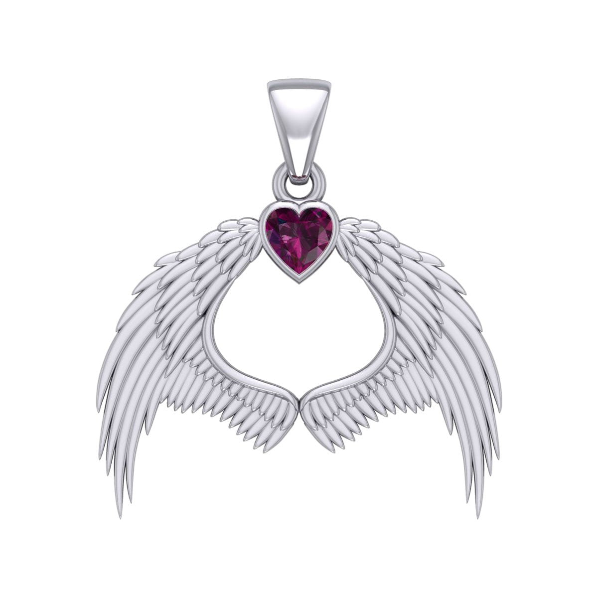 Guardian Angel Wings Silver Pendant with Birthstone TPD5871