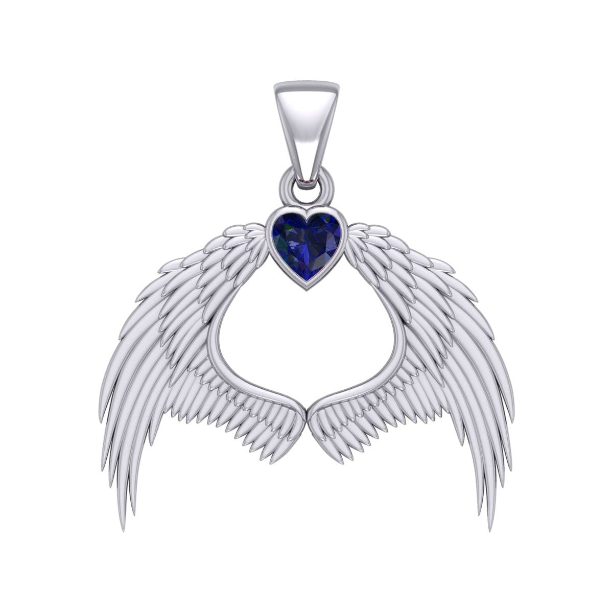 Guardian Angel Wings Silver Pendant with Birthstone TPD5871
