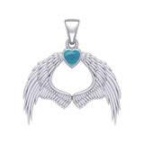 Guardian Angel Wings Silver Pendant with Birthstone TPD5871