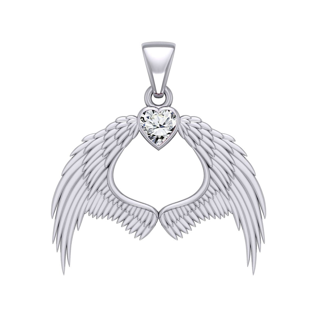 Guardian Angel Wings Silver Pendant with Birthstone TPD5871