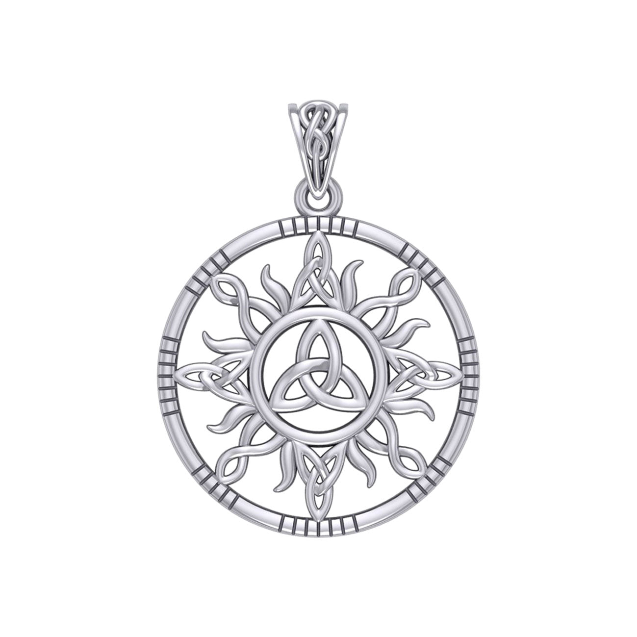 The Sun and Celtic Trinity Knot Silver Pendant TPD5924