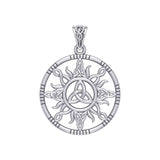 The Sun and Celtic Trinity Knot Silver Pendant TPD5924