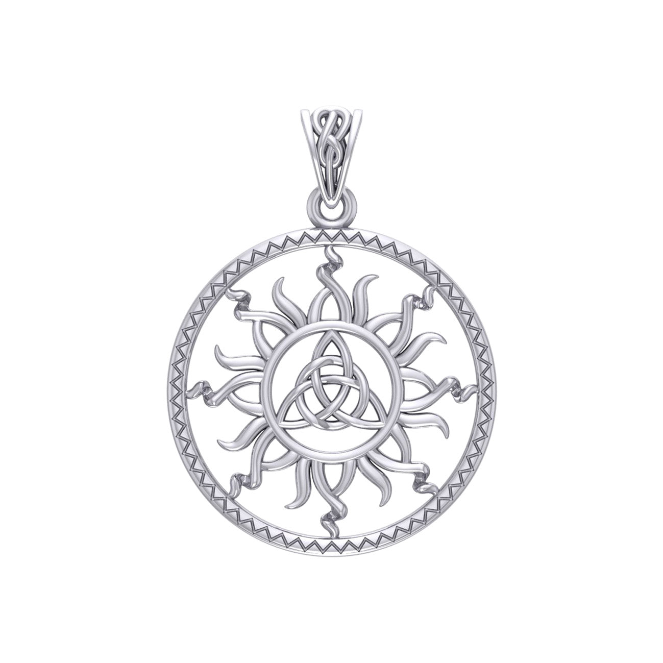 The Sun and Celtic Triquetra Silver Pendant TPD5928