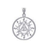 The Sun and Celtic Triquetra Silver Pendant TPD5928