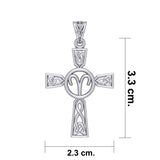Celtic Cross Aries Astrology Zodiac Sign Silver Pendant TPD5948